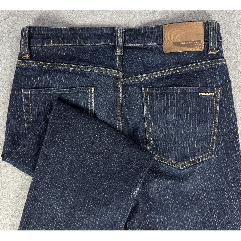 Volcom Jeans Mens 29x29 Blue Kinkade Regular Straight Skater Moto Y2K Logo